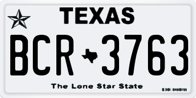 TX license plate BCR3763