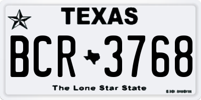 TX license plate BCR3768