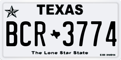 TX license plate BCR3774
