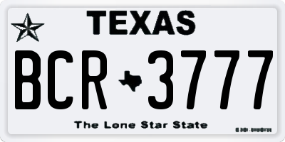 TX license plate BCR3777