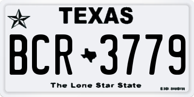 TX license plate BCR3779