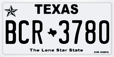 TX license plate BCR3780