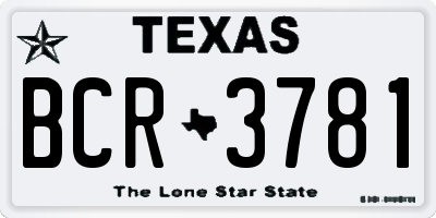 TX license plate BCR3781