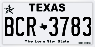 TX license plate BCR3783