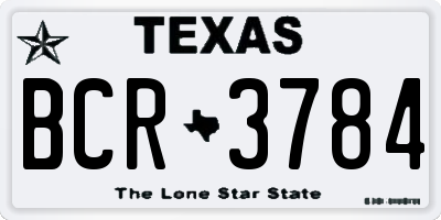 TX license plate BCR3784