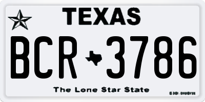 TX license plate BCR3786