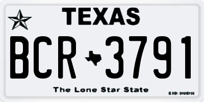 TX license plate BCR3791