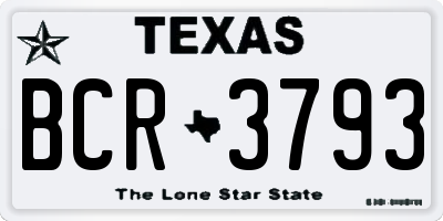 TX license plate BCR3793