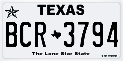 TX license plate BCR3794