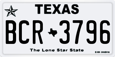 TX license plate BCR3796