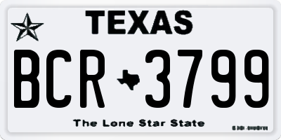 TX license plate BCR3799