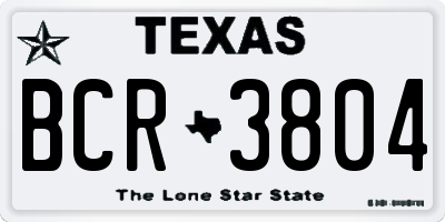 TX license plate BCR3804
