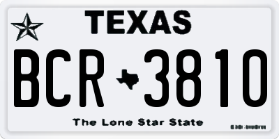 TX license plate BCR3810