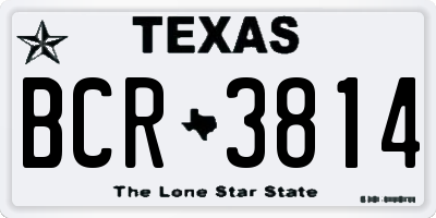 TX license plate BCR3814