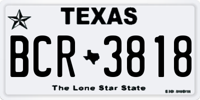 TX license plate BCR3818