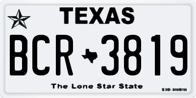 TX license plate BCR3819