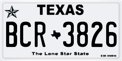 TX license plate BCR3826