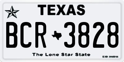TX license plate BCR3828