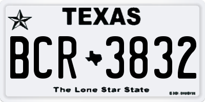 TX license plate BCR3832