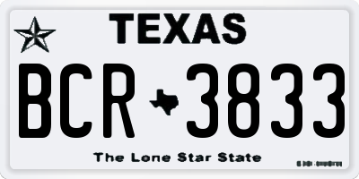 TX license plate BCR3833