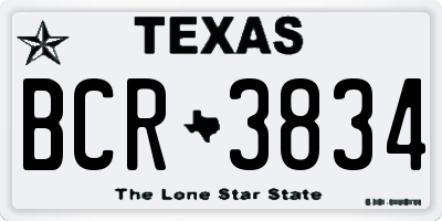 TX license plate BCR3834