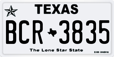 TX license plate BCR3835