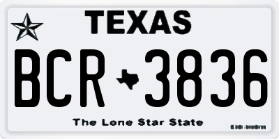 TX license plate BCR3836