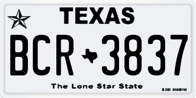 TX license plate BCR3837