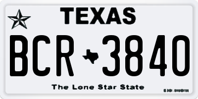 TX license plate BCR3840