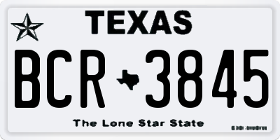 TX license plate BCR3845
