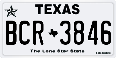 TX license plate BCR3846