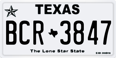 TX license plate BCR3847