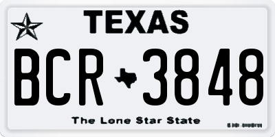 TX license plate BCR3848