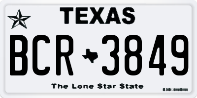 TX license plate BCR3849