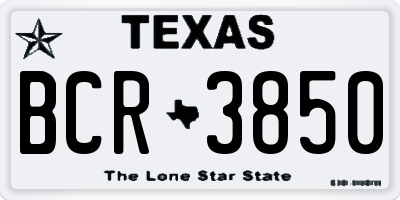 TX license plate BCR3850