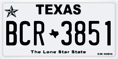 TX license plate BCR3851