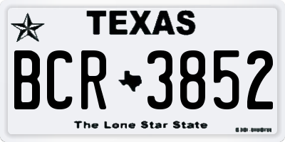 TX license plate BCR3852