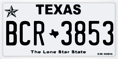 TX license plate BCR3853