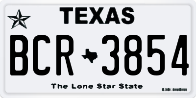 TX license plate BCR3854