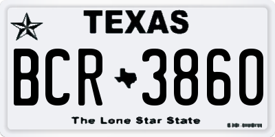 TX license plate BCR3860
