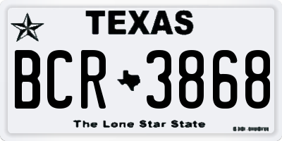 TX license plate BCR3868