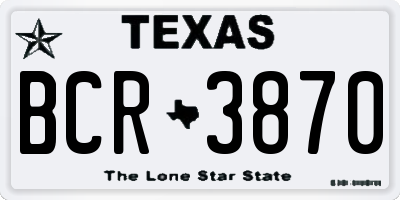 TX license plate BCR3870