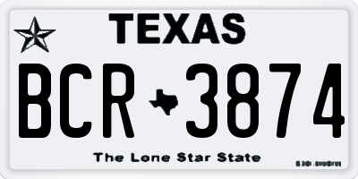 TX license plate BCR3874