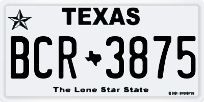 TX license plate BCR3875