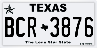TX license plate BCR3876