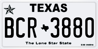 TX license plate BCR3880