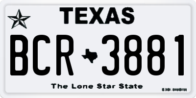 TX license plate BCR3881