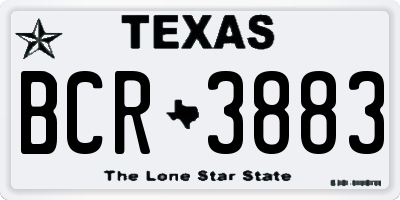 TX license plate BCR3883