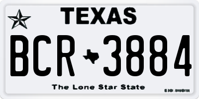 TX license plate BCR3884