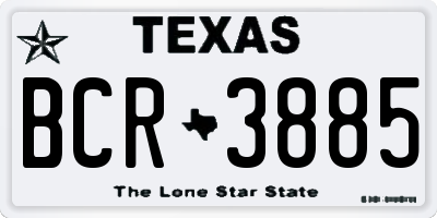 TX license plate BCR3885